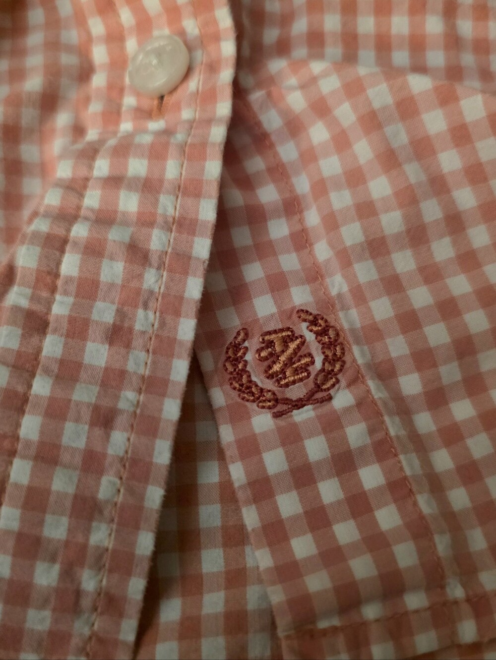 IZOD Pink & White Gingham 100% Cotton Long Sleeve Button-Up Shirt Women's 2X - Picture 9 of 9